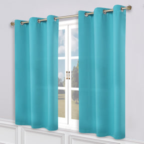 Classic Modern Solid Room Darkening Blackout Curtain Panels, Set of 2 - Aqua