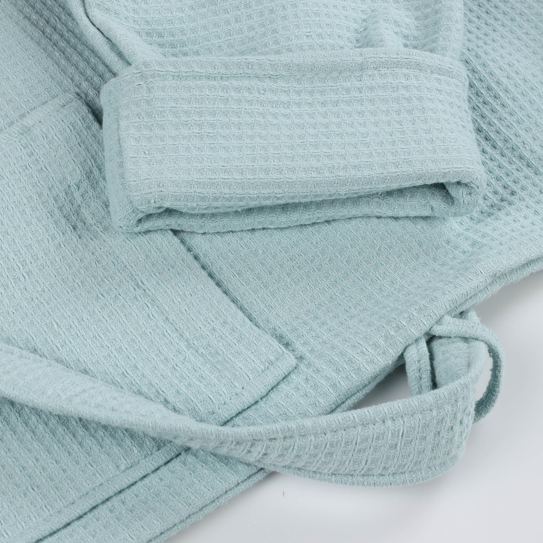 Waffle Weave Cotton Soft Lightweight Oversized Unisex Adult Bath Robe - Aqua