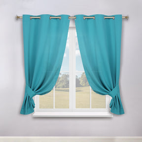 Classic Modern Solid Room Darkening Blackout Curtain Panels, Set of 2 - Aqua