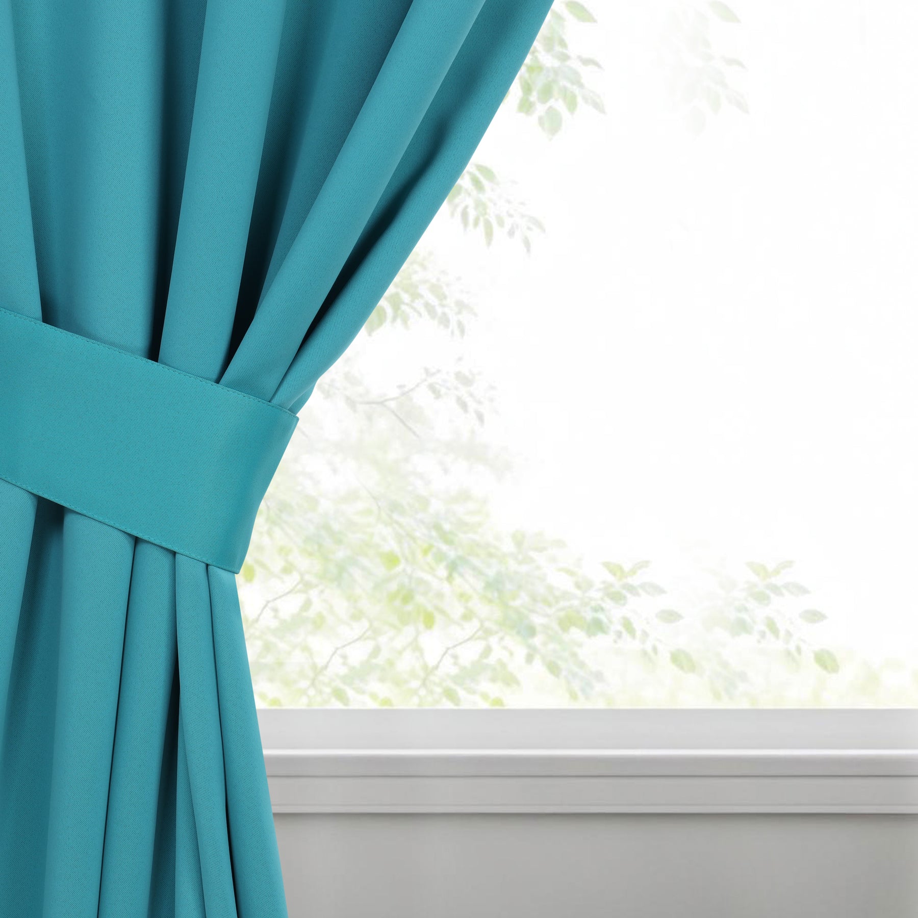 Classic Modern Solid Room Darkening Blackout Curtain Panels, Set of 2 - Aqua