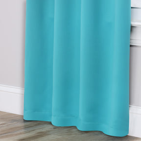 Solid Room Darkening Rod Pocket Blackout Curtain Panels, Set of 2 - Aqua