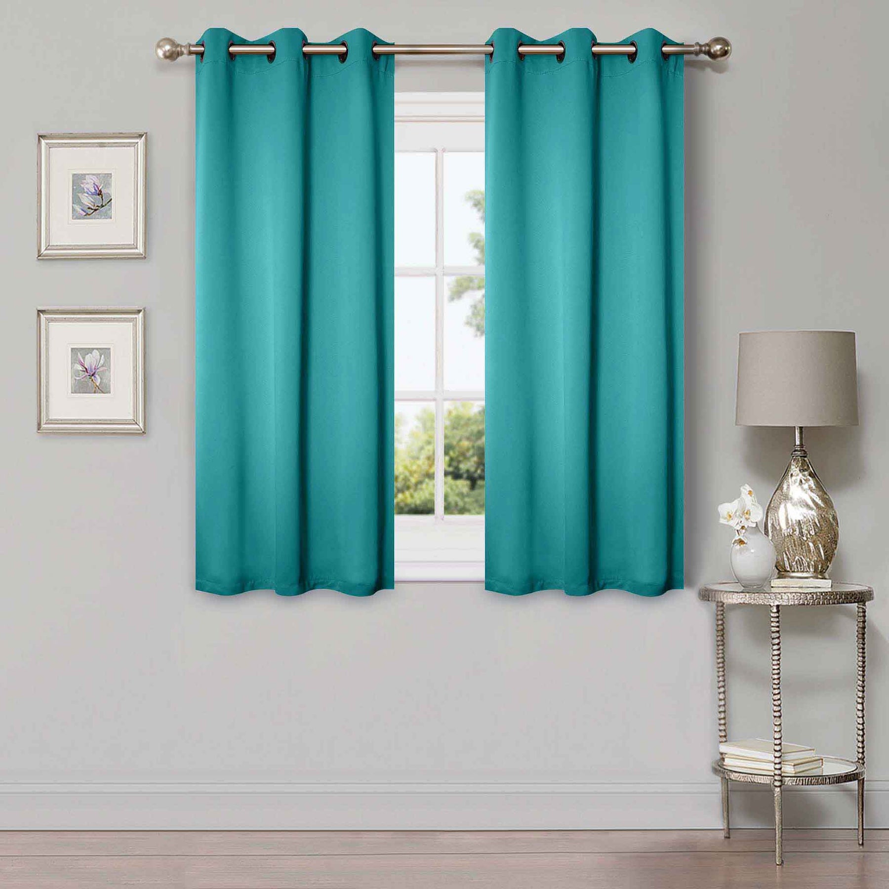 Rod Pocket Room Darkening Solid Blackout Curtains, Set of 2