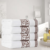 Athens Cotton Greek Scroll and Floral 4 Piece Bath Towel Set - Bath Towel by Superior - Superior 