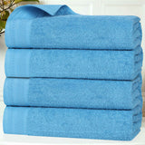 Honeycomb Textured Waffle Border Cotton Bath Towels, Set of 4 - Bath Towel by Superior