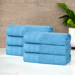 Honeycomb Textured Waffle Border Cotton Face Towels, Set of 6