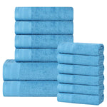 Honeycomb Textured Waffle Border Cotton 12 Piece Towel Set - Towel Set by Superior