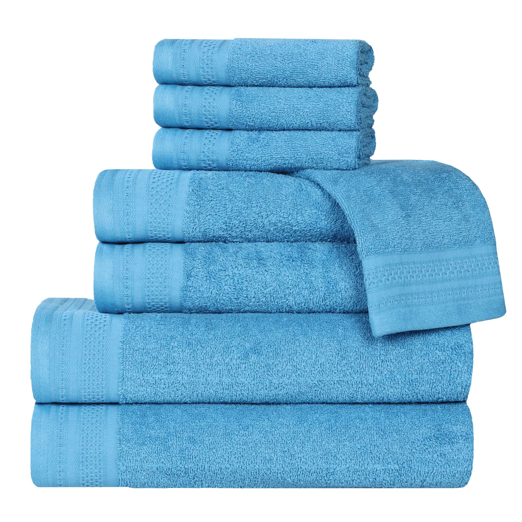 Honeycomb Textured Waffle Border Cotton 8 Piece Towel Set