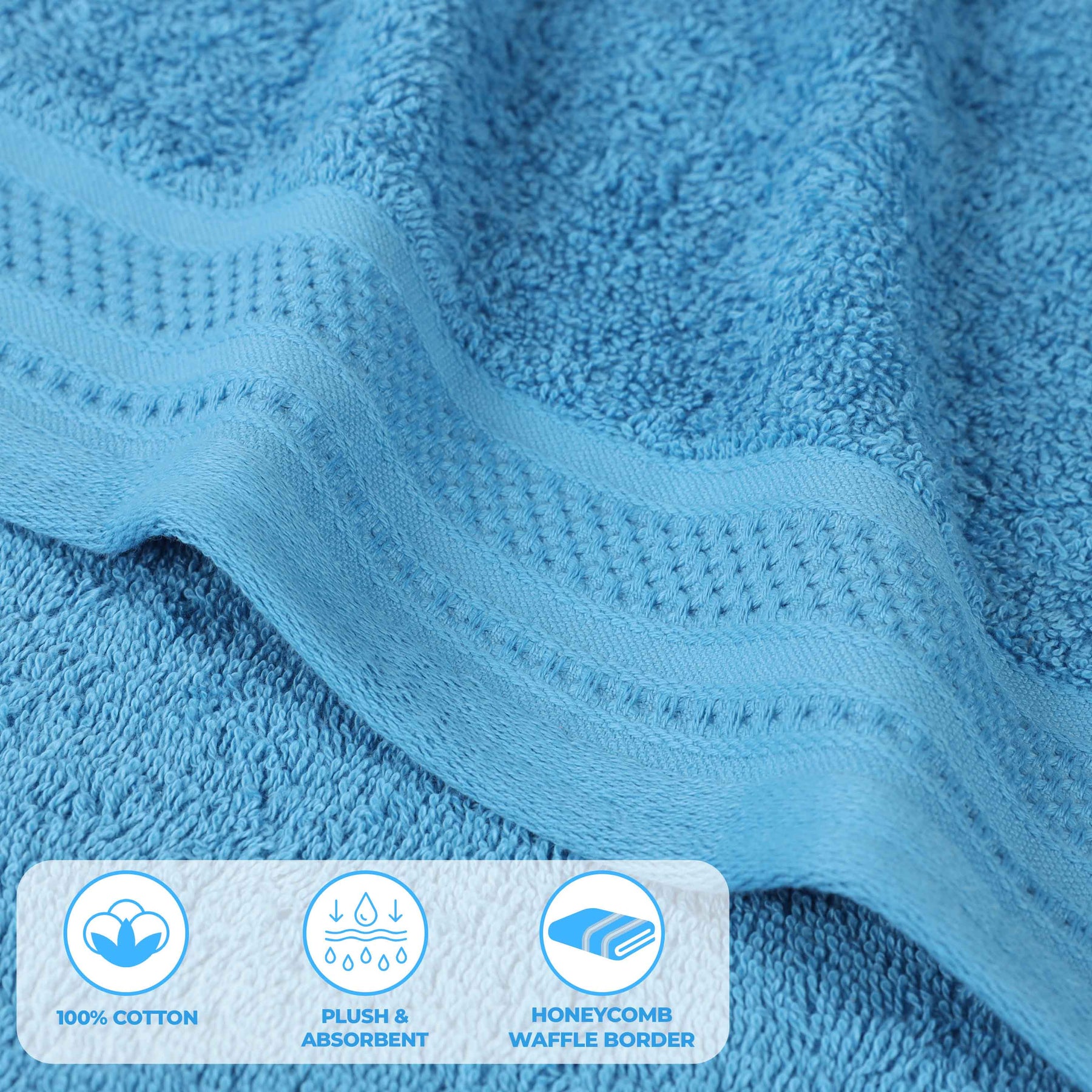 Honeycomb Textured Waffle Border Cotton 6 Piece Towel Set