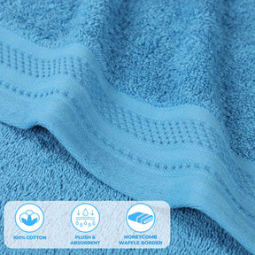 Honeycomb Textured Waffle Border Cotton 8 Piece Towel Set