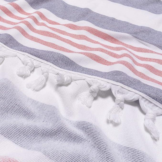 Coastal Resort Stripe Fouta 2 Piece Beach Towel with Tassels - BakedApple