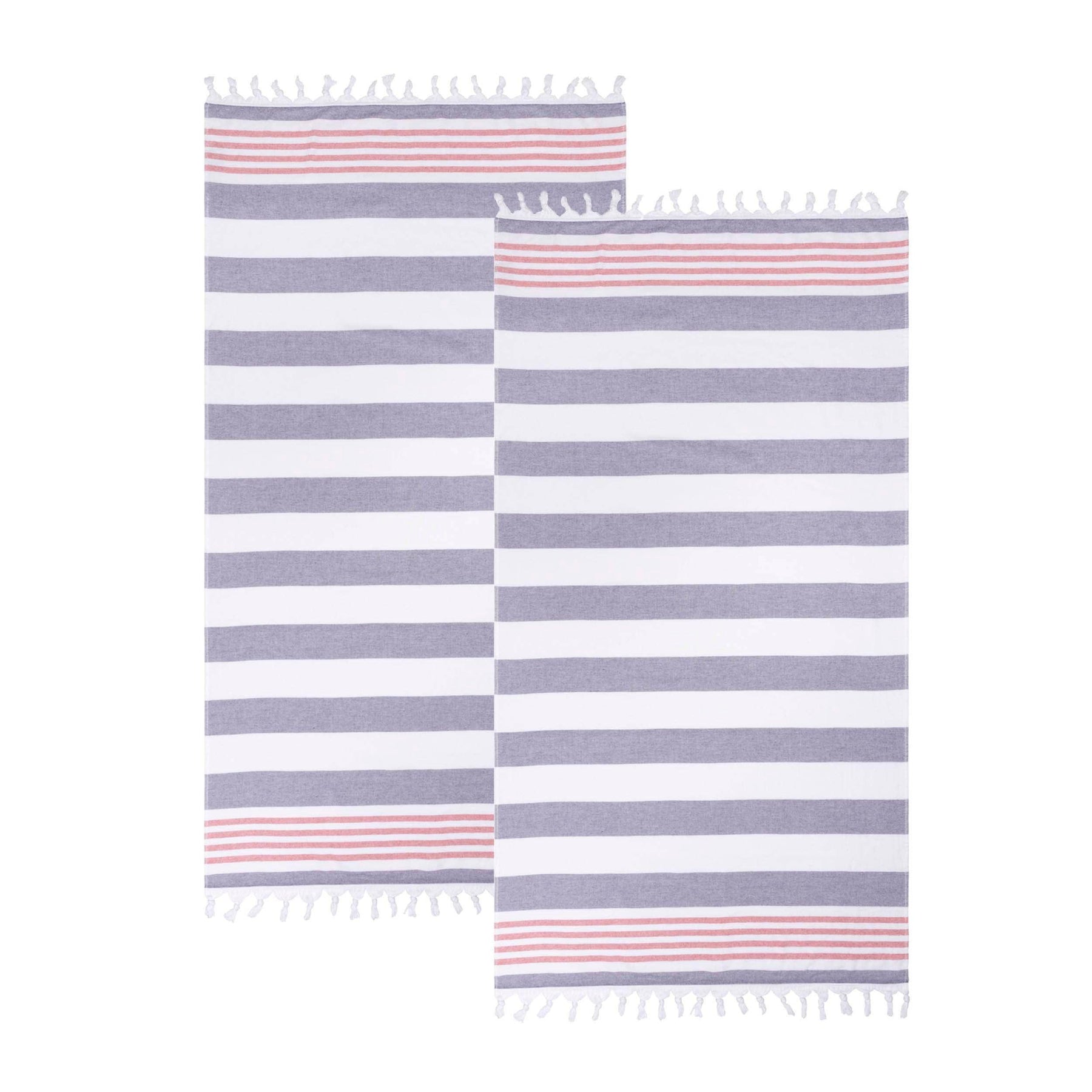 Coastal Resort Stripe Fouta 2 Piece Beach Towel with Tassels - BakedApple