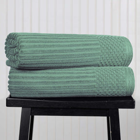 Ribbed Textured Cotton 2 Piece Bath Sheet Towel Set