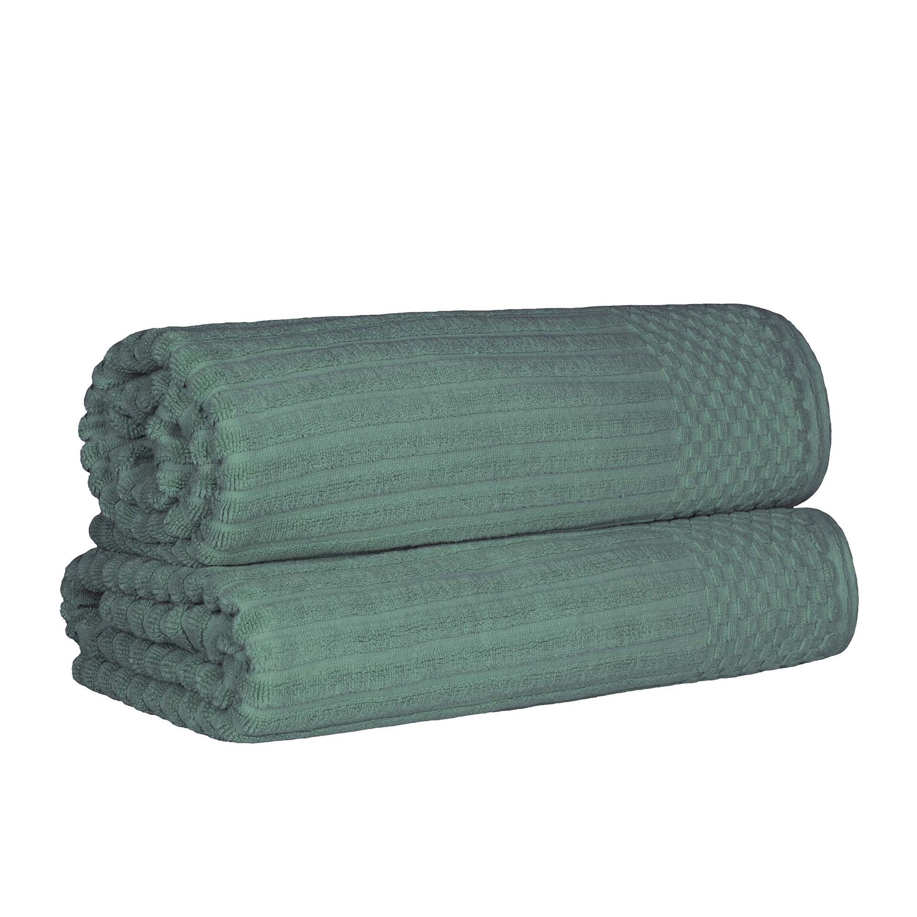 Soho Ribbed Cotton Absorbent 2 Piece Bath Sheet Towel Set - Basil