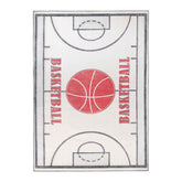 Basketball Court Non-Slip Kids Playroom Indoor Washable Area Rug - Ivory