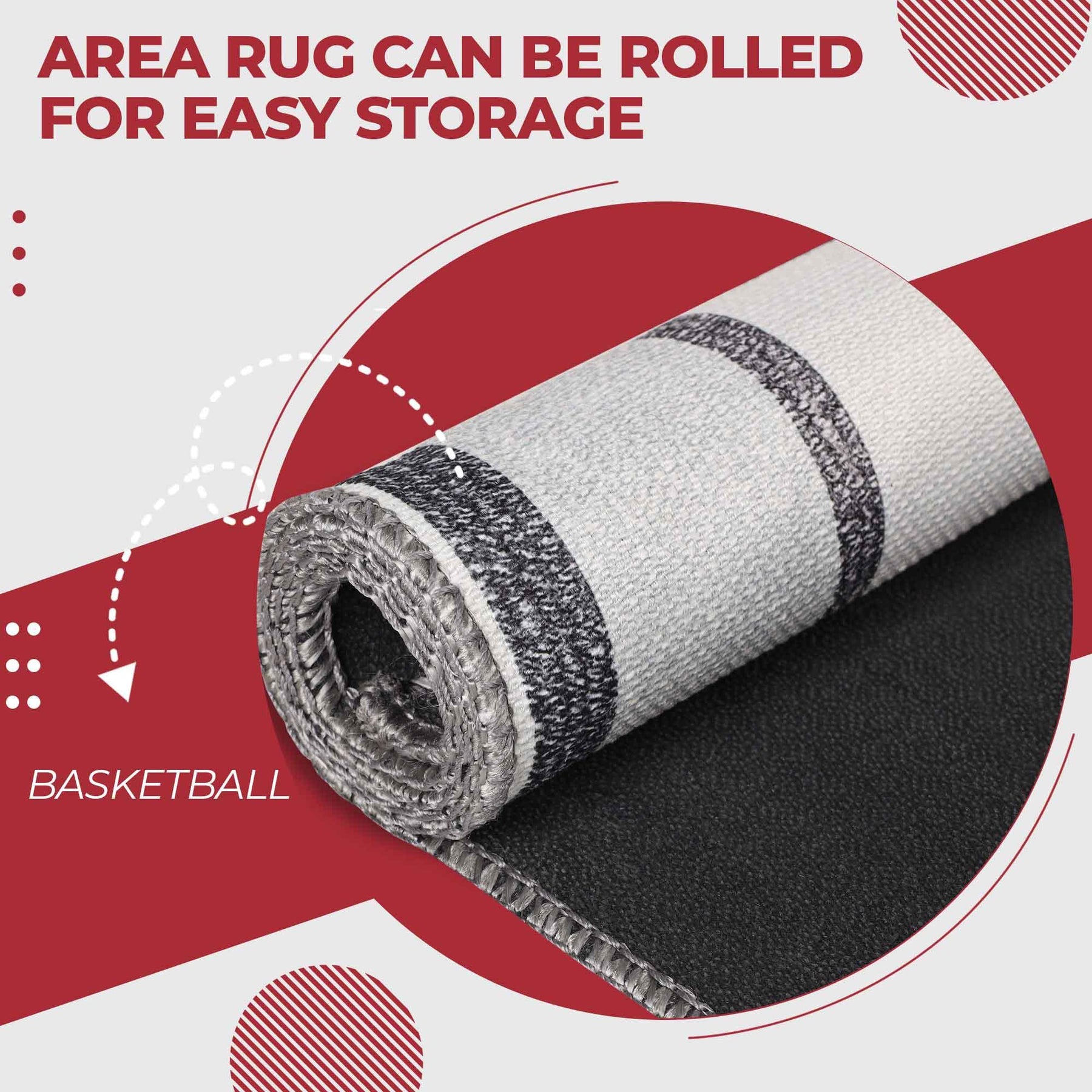 Basketball Court Non-Slip Kids Playroom Indoor Washable Area Rug - Ivory