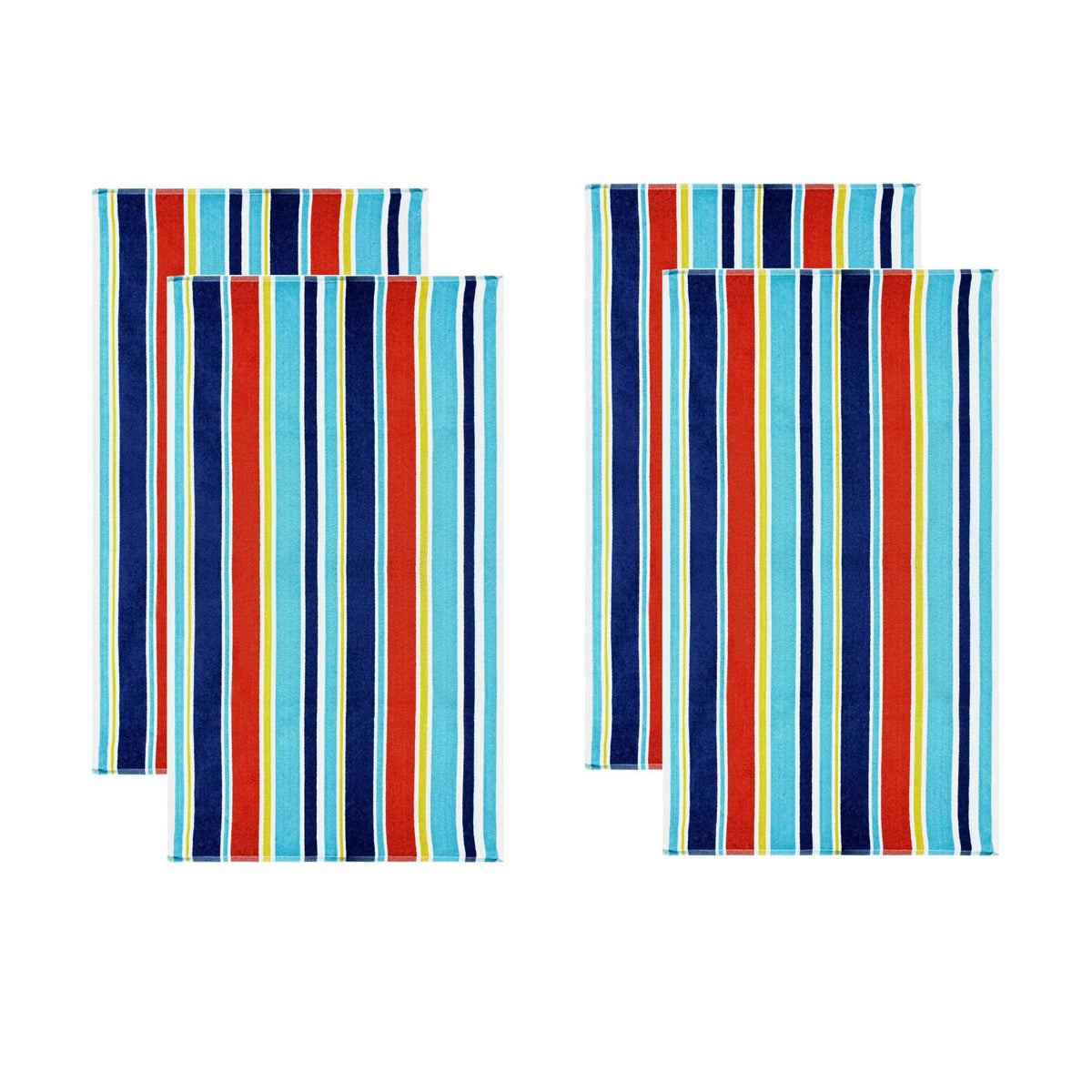 Oceana Stripe Oversized Cotton 4 Piece Beach Towel Set - Beach Towel by Superior - Superior 