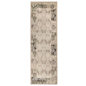 Mystique Distressed Damask Indoor Area Rug Or Runner Rug - Beige