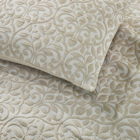 Vineyard Cotton Blend Medium Weight Matelasse Floral Scroll Coverlet