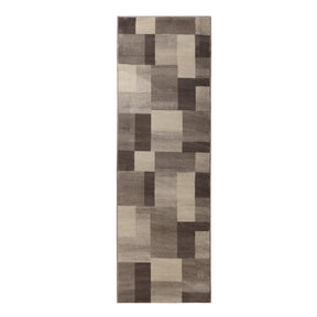 Clifton Geometric Color Block Plush Indoor Area Rug or Runner Rug - Beige