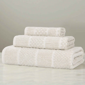 Naples Cotton Blend Textured Checkered and Ribbed 3 Piece Towel Set