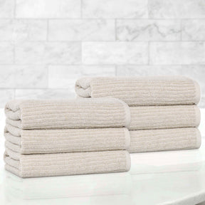 Destin Cotton Blend Medium Weight Ribbed Hand Towels, Set of 6