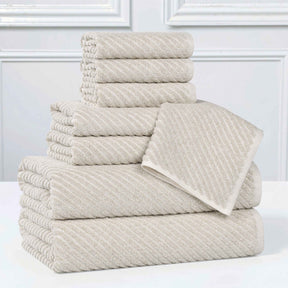 Amelia Cotton Blend Textured Diagonal Ribbed 8 Piece Towel Set