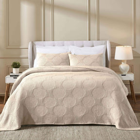 Tanta Cotton Medium Weight Textured Modern Circles Woven Coverlet