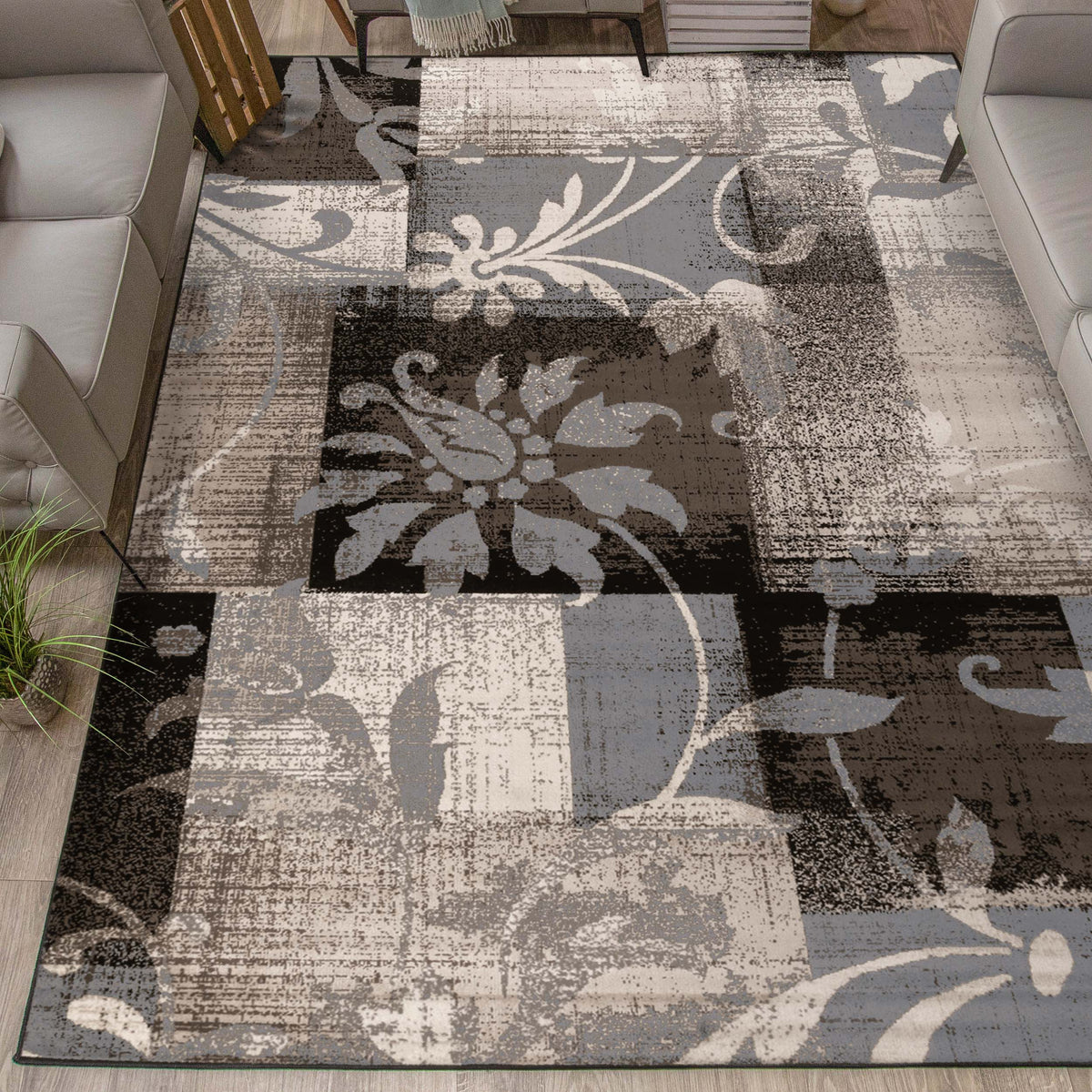 Pastiche Floral Patchwork Non-Slip Indoor Washable Area Rug