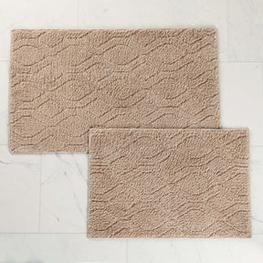 Brou Diamond Lattice Textured Machine Washable Bath Rugs, Set of 2