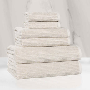 Destin Cotton Blend Medium Weight Textured Ribbed 6 Piece Towel Set