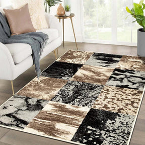 Brentwood Modern Patchwork Abstract Indoor Area Rugs or Runner Rug - Beige