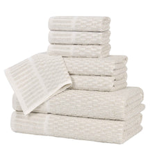 Juno Cotton Blend Textured Checkered Ribbed Border 8 Piece Towel Set