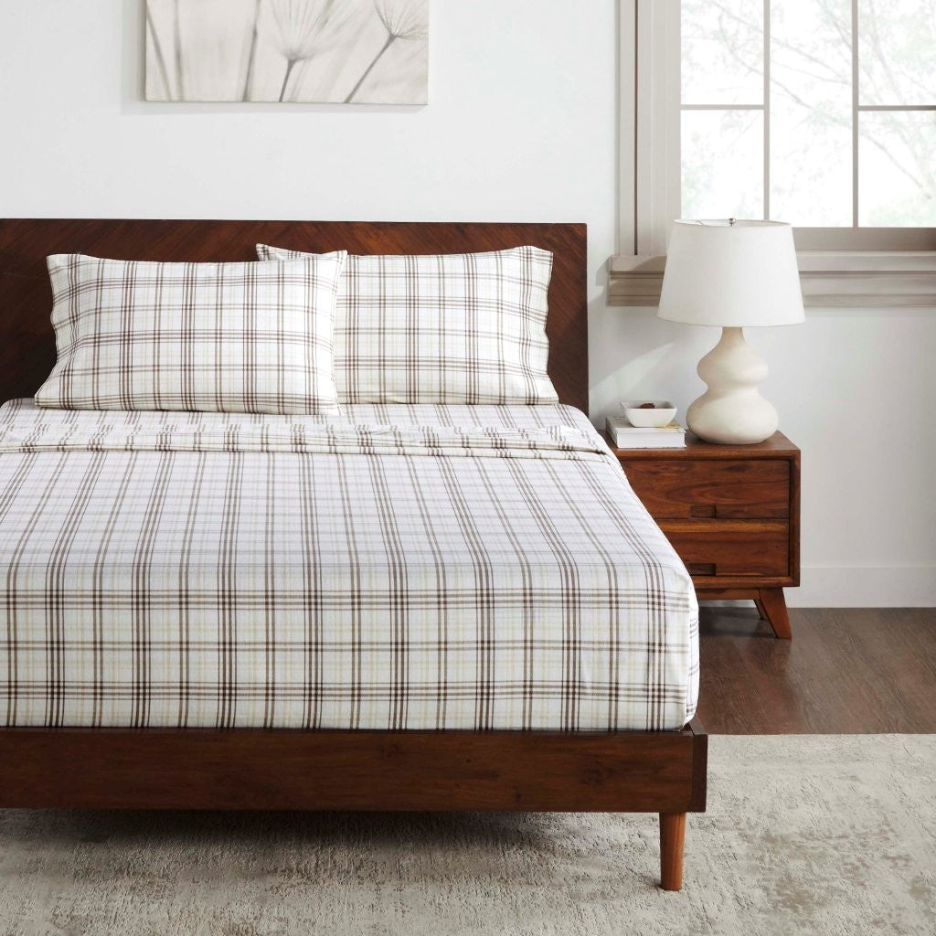 Plaid Flannel Cotton Classic Modern Farmhouse Deep Pocket Sheet Set