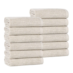 Destin Cotton Blend Textured Ribbed Face Towels Washcloths, Set of 12