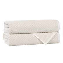 Amelia Cotton Blend Textured Diagonal Ribbed Bath Towels, Set of 2