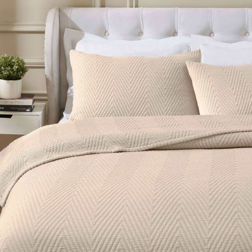 Aswan Cotton Medium Weight Textured Modern Chevron Woven Coverlet