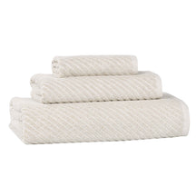 Amelia Cotton Blend Textured Diagonal Ribbed 3 Piece Towel Set