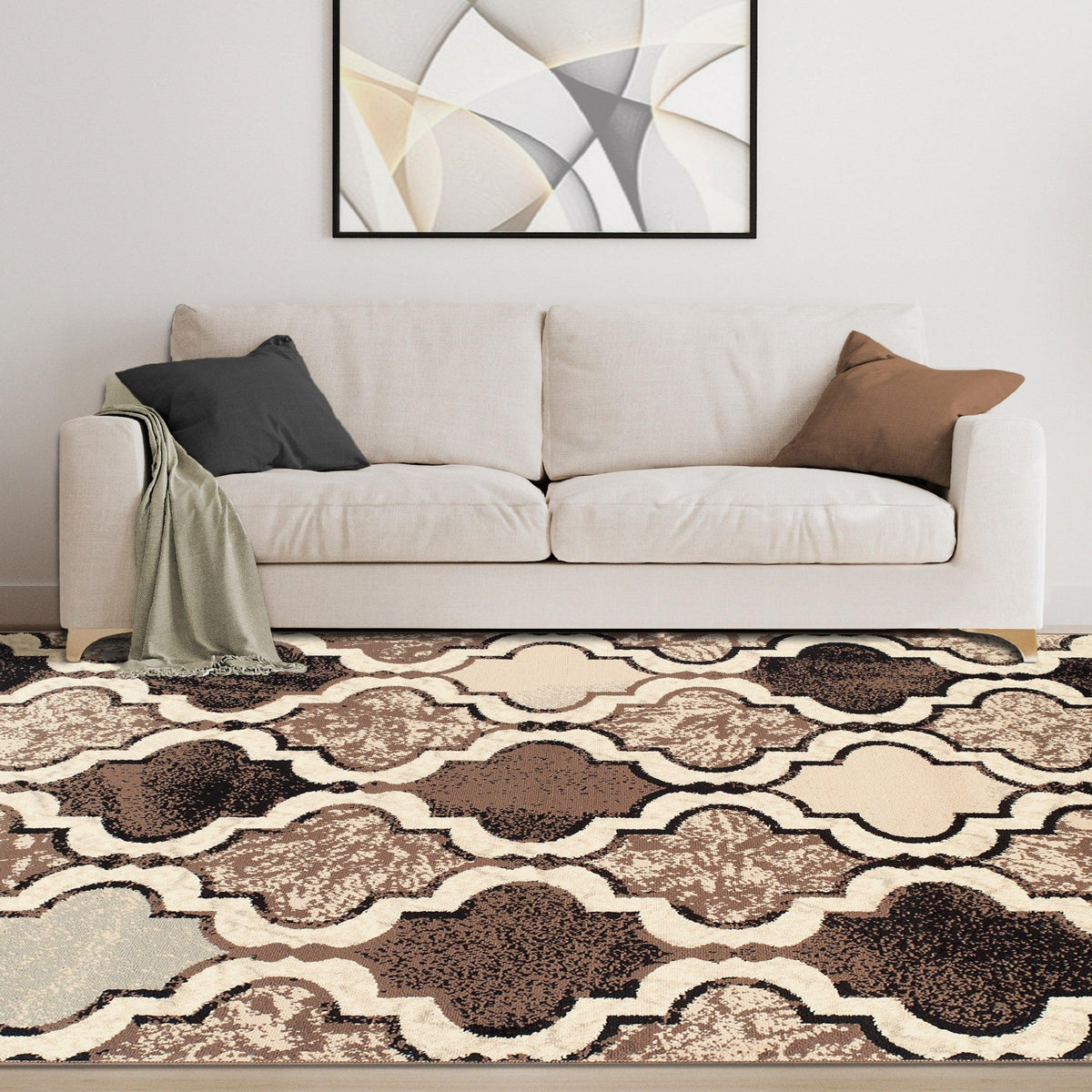 Viking Contemporary Geometric Trellis Non-Slip Washable Area Rug