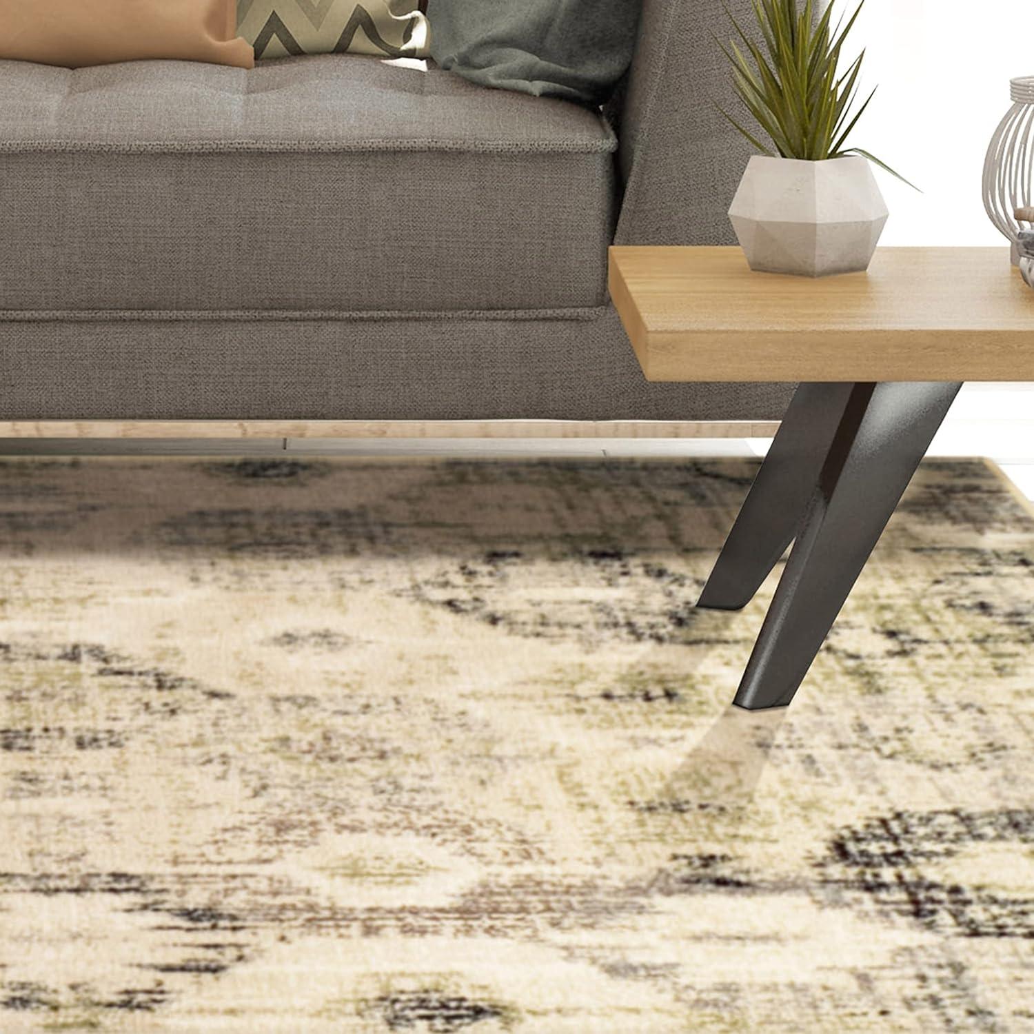 Arabella Heavily Distressed Retro Geometric Area Rug or Runner - Rugs by Superior - Superior 