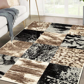 Brentwood Modern Patchwork Abstract Indoor Area Rugs or Runner Rug - Beige