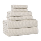 Amelia Cotton Blend Textured Diagonal Ribbed 6 Piece Towel Set