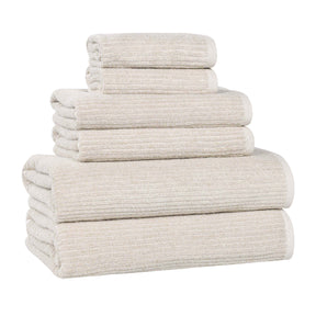 Destin Cotton Blend Medium Weight Textured Ribbed 6 Piece Towel Set