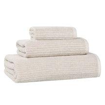 Destin Cotton Blend Medium Weight Textured Ribbed 3 Piece Towel Set