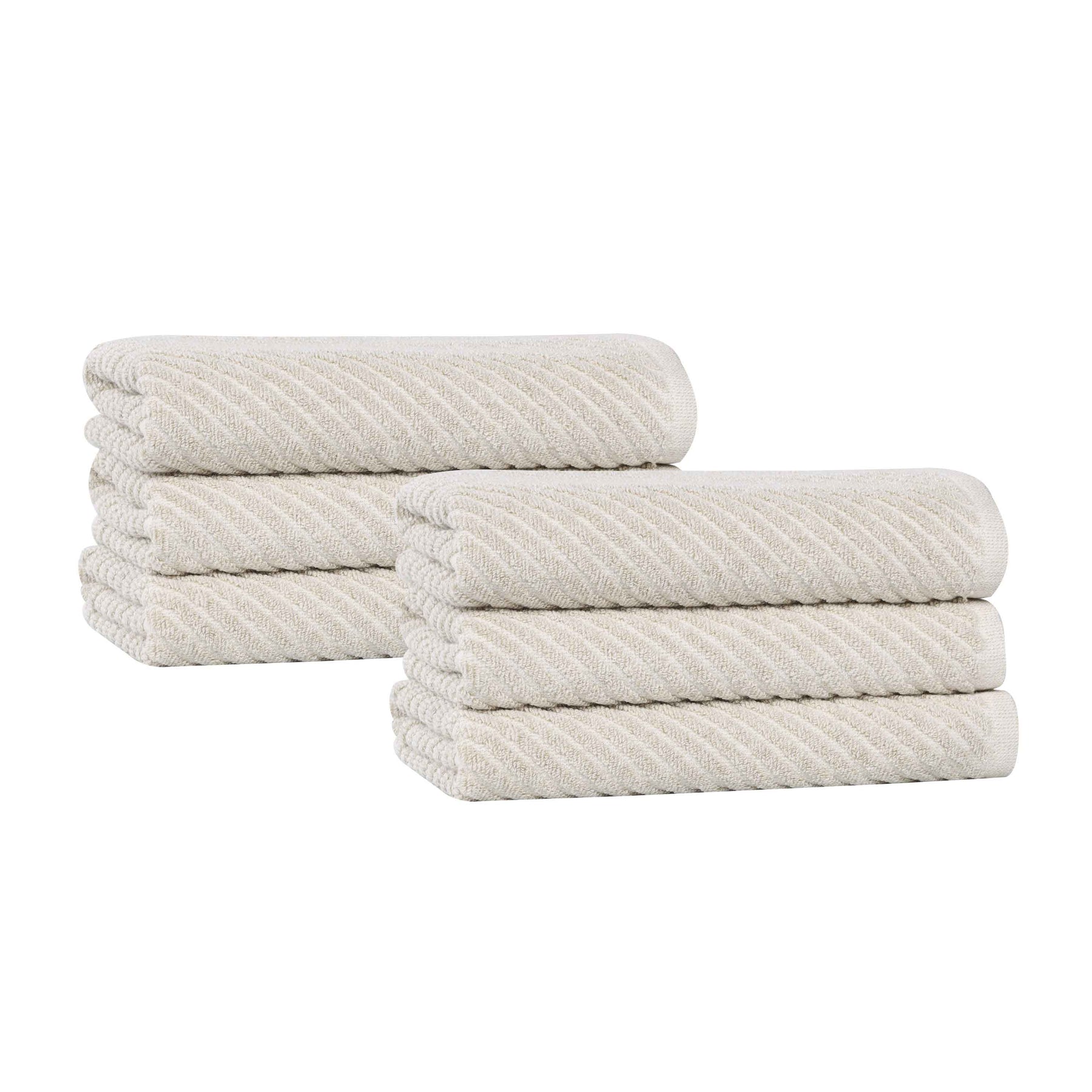 Amelia Cotton Blend Textured Diagonal Ribbed Hand Towels, Set of 6