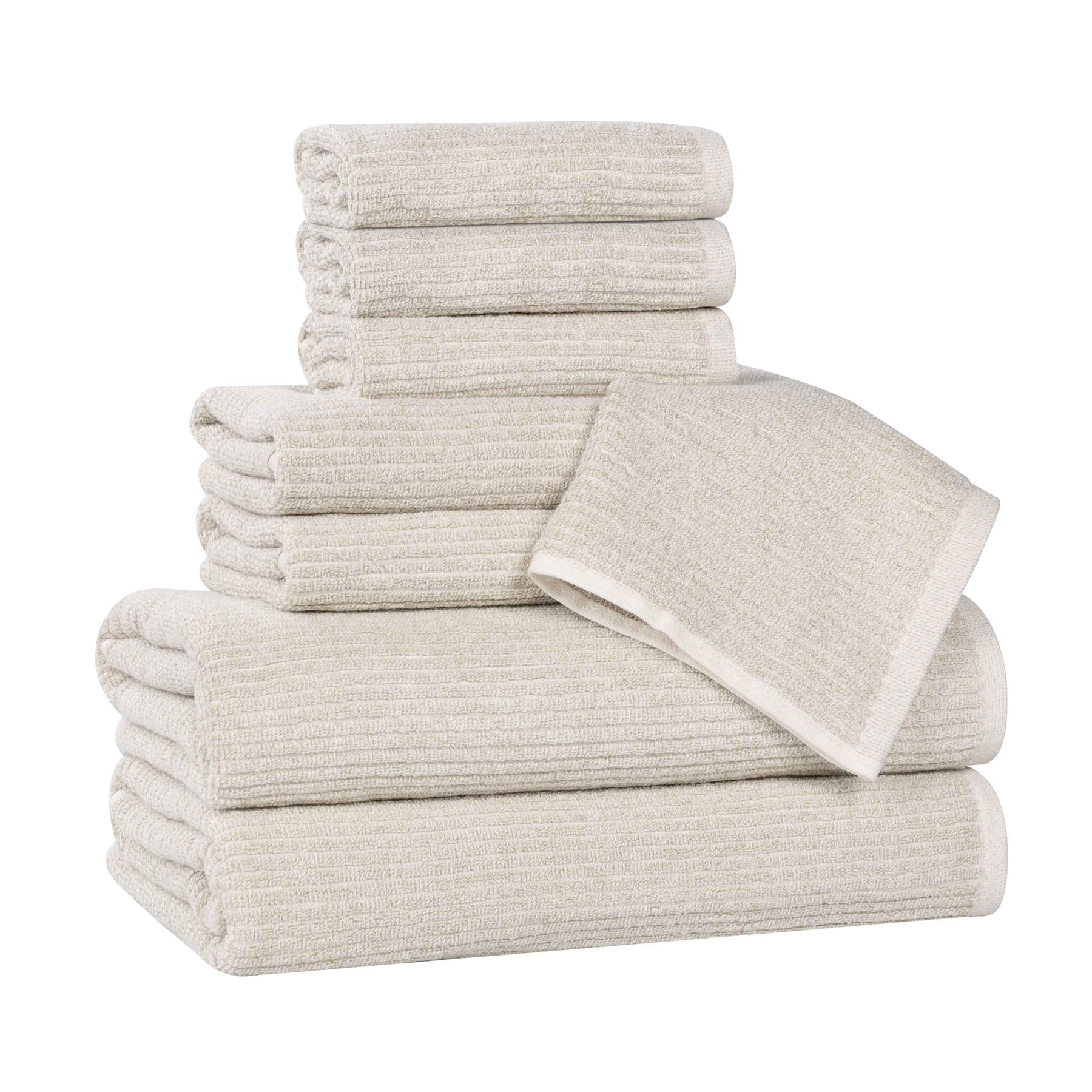 Destin Cotton Blend Medium Weight Textured Ribbed 8 Piece Towel Set