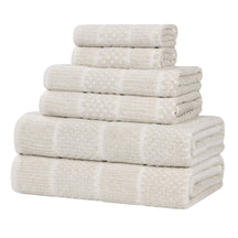 Naples Cotton Blend Textured Checkered and Ribbed 6 Piece Towel Set