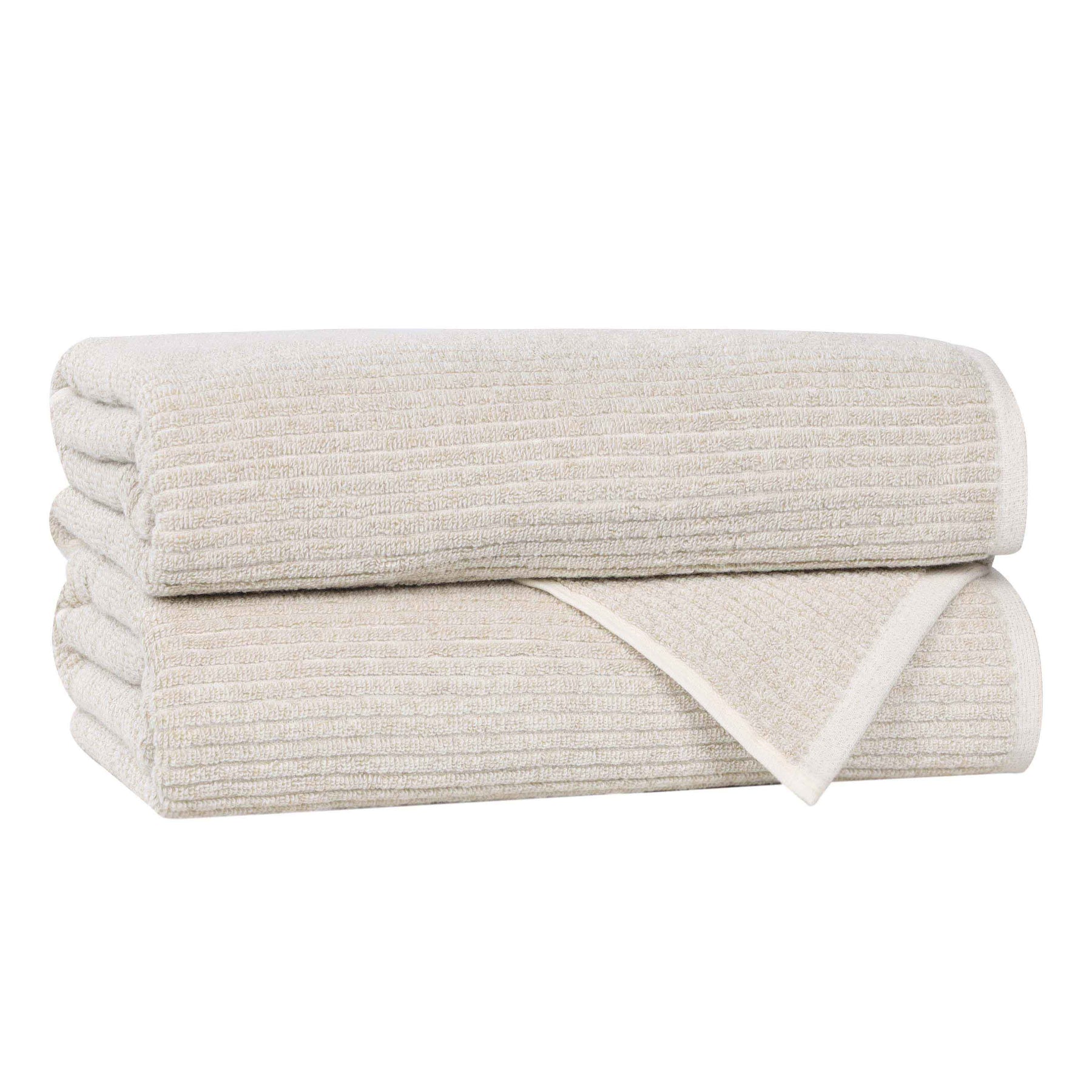 Destin Cotton Blend Medium Weight Textured Ribbed Bath Towels, Set of 2