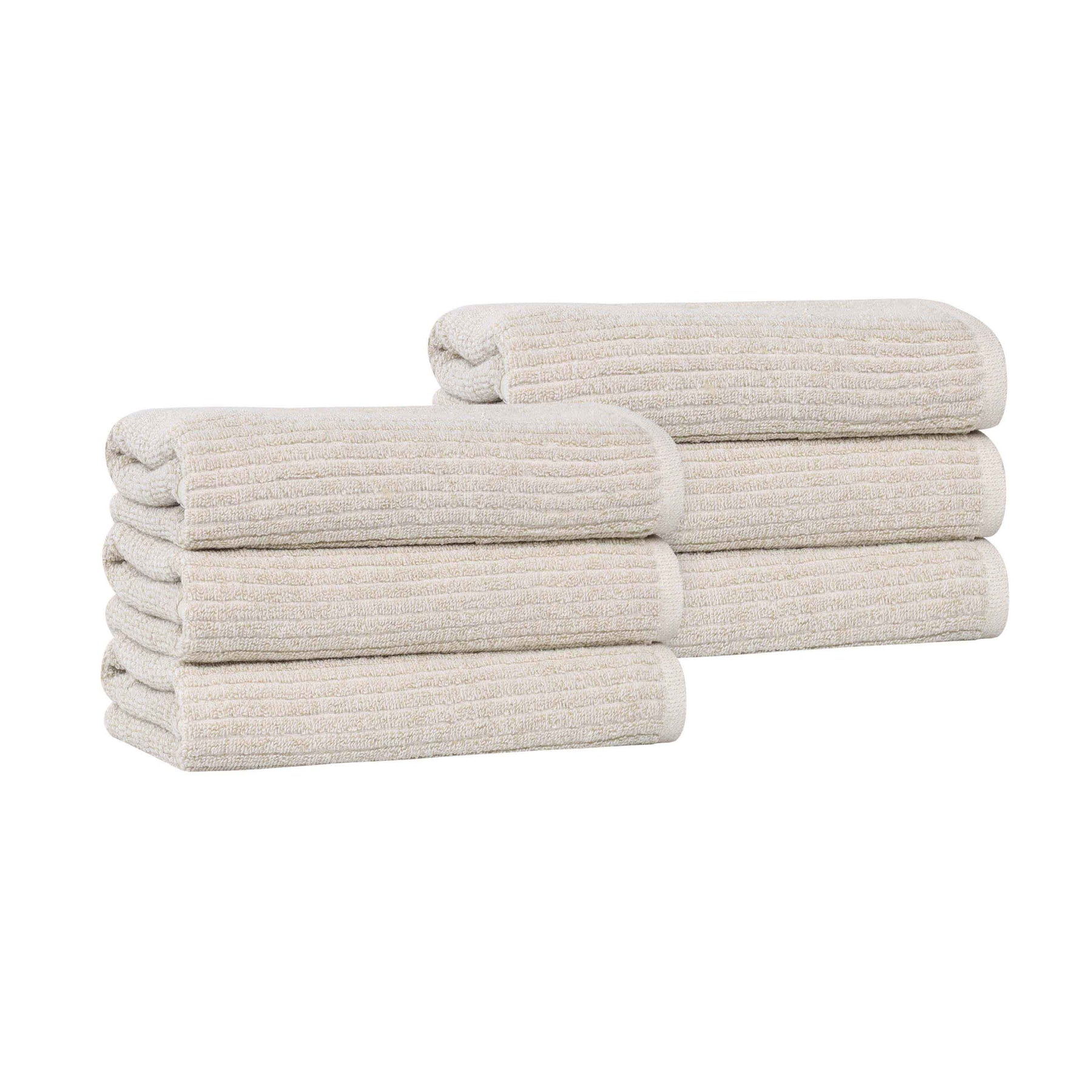 Destin Cotton Blend Medium Weight Ribbed Hand Towels, Set of 6