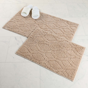 Brou Diamond Lattice Textured Machine Washable Bath Rugs, Set of 2