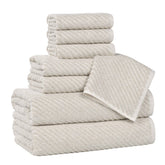 Amelia Cotton Blend Textured Diagonal Ribbed 8 Piece Towel Set